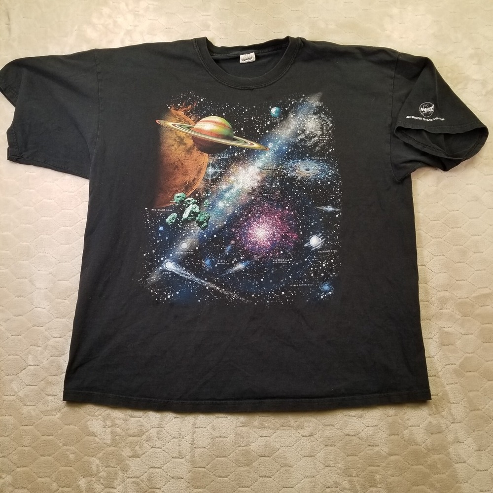 VTG 1998 Galaxy Space Shirt Mens XXL NASA Peter Kull Johnson Space Center Black